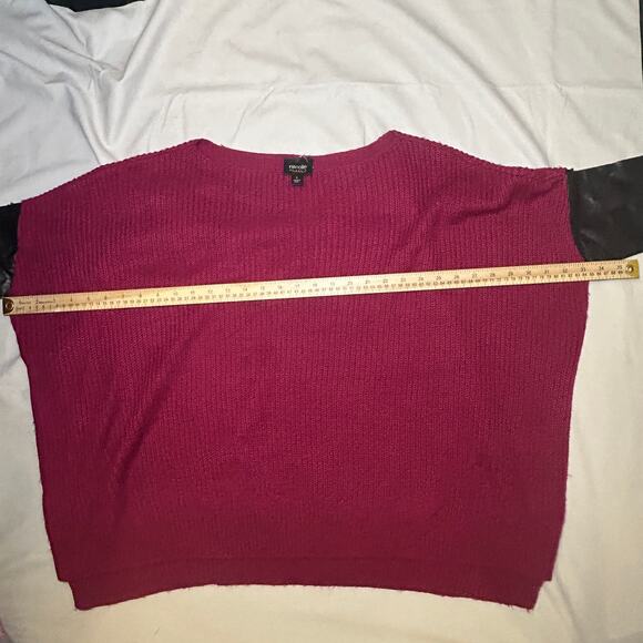 Nicole by Nicole Miller Knit Faux Leather Short Sleeve Sweater Large Fuchsia - Picture 5 of 8